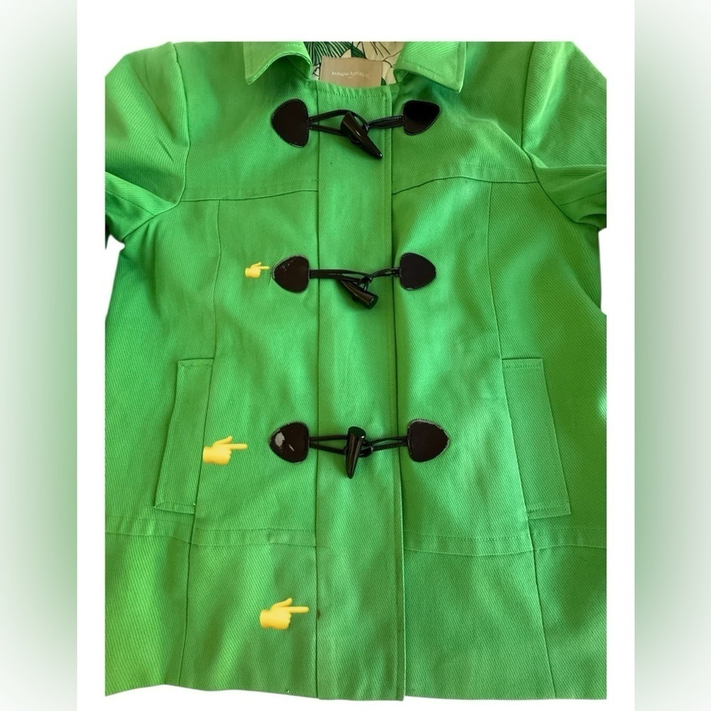 Banana Republic Kelly Green Toggle Peacoat Jacket S Twill Umbrella Print Lining - Picture 11 of 12